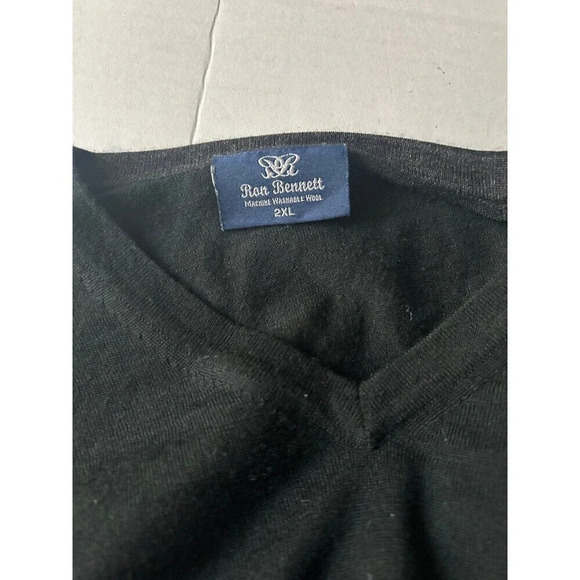 Ron Bennett Men’s 100% Pure Merino Wool V-Neck Pullover Sweater Size 2XL Black - Picture 3 of 6